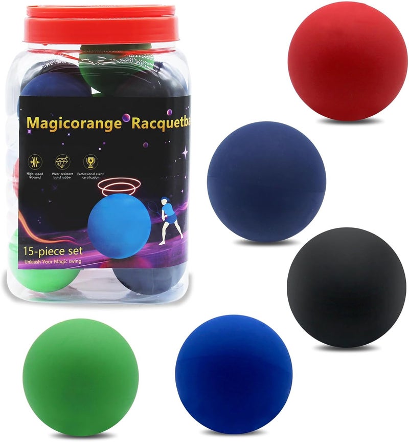 Magicorange 15 Pack Racquetball Multi Colored Racquetballs High Bounce Rubber Racquetballs - Image 1